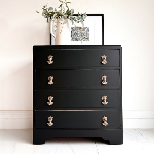 Lovely Vintage B&E Chest of 4 Drawers in Black