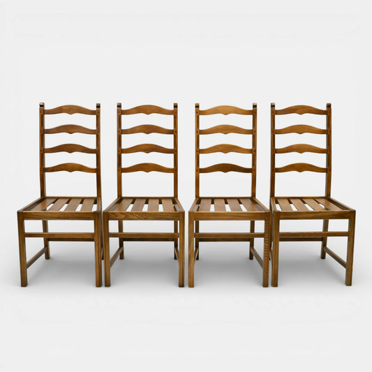 Ercol Set Of 4 Dining Chairs Golden Dawn Ladderback 1970s FREE UK Delivery*. SBR11074/2210E