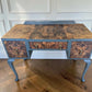 Vintage Art Deco dark green Walnut Burr Wood Desk Writing Table