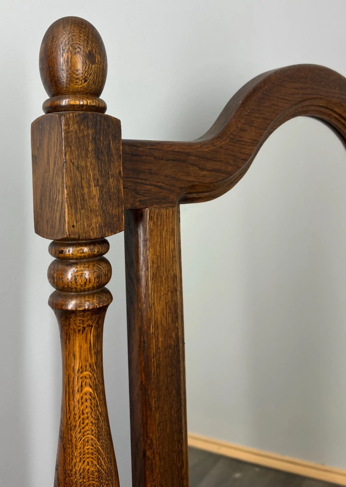 Mirror Vintage French Solid Oak Wall Mirror Turned Spindle Frame LOT 3638