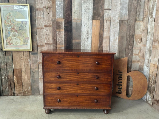 Antique Victorian Mahogany Large Chest of Four Drawers, c1870