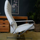 Vintage Danish Modern High Back Swivel Lounge Chair | Chrome & White Leather