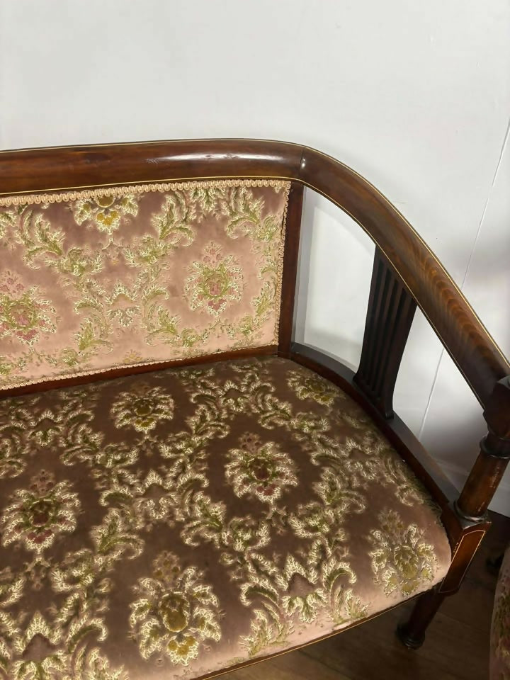Edwardian Mahogany Inlaid Three Piece Salon Suite