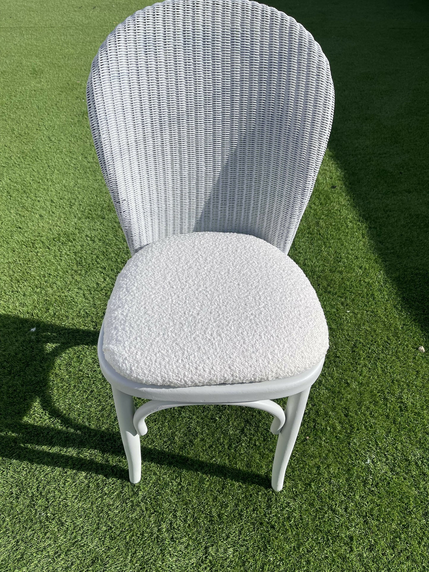 Lloyd loom early 21st century dining or accent chair. Off white with choice of fabric