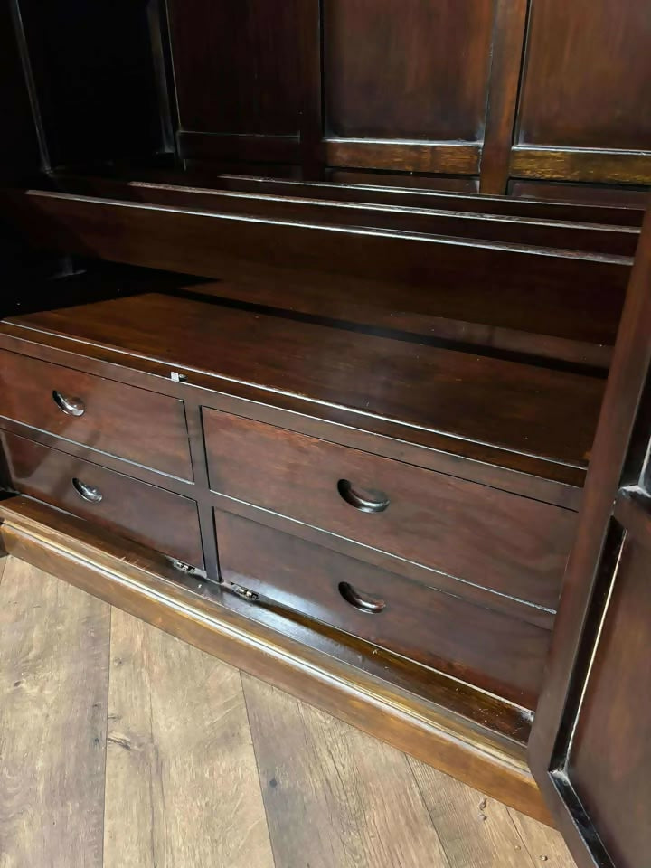 Oriental Style Two Door Mahogany Wardrobe