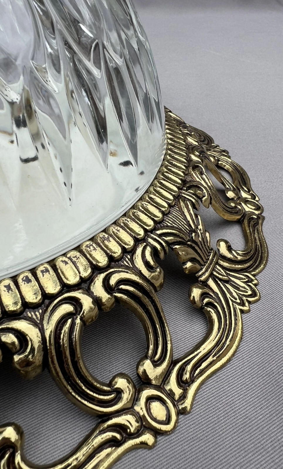 Ceiling Lamp Vintage French Brass Pressed Crystal Pendant Chandelier LOT 6000