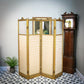 Folding Screen Room Divider Gilt Wood French Empire Style Paravent Silk and Glas