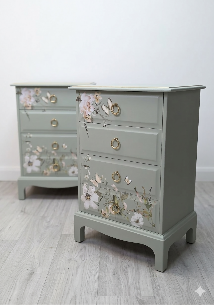 Stag minstrel green bedside tables