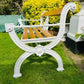 Rare White Cast Iron and Oak Garden Bench