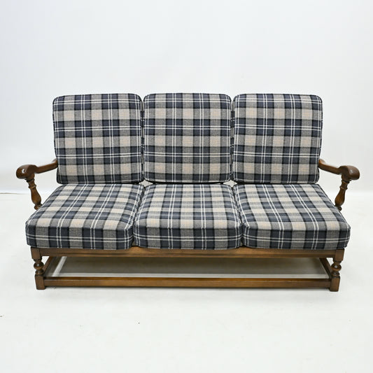 Ercol Furniture 3str Sofa Golden Dawn Tartan Upholstery VG Web FREE UK Delivery. SBR10229/2003E
