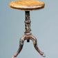 Vintage Industrial Antique Cast Iron and Elm Stool