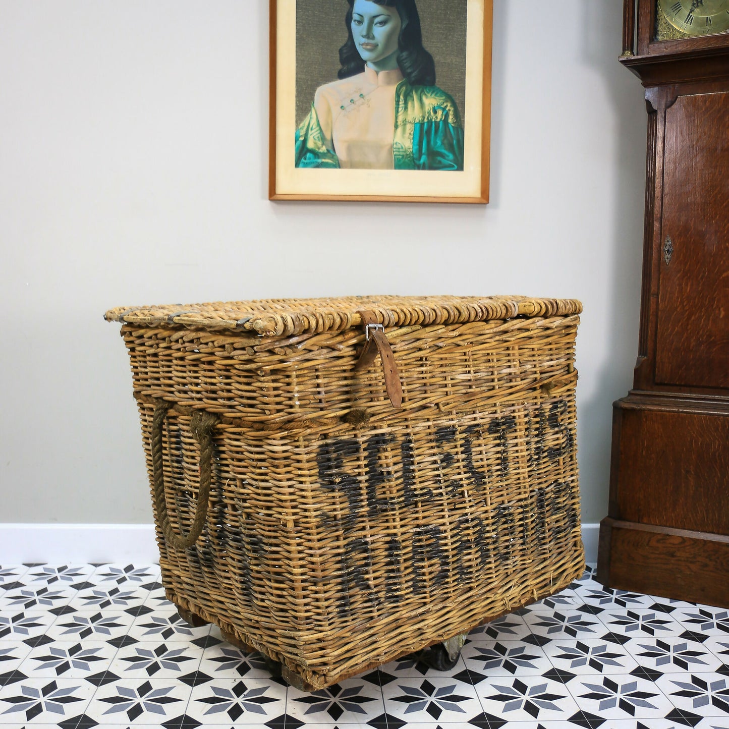Arthur Craven Mill Basket in Wicker with Rope Handles and Lid