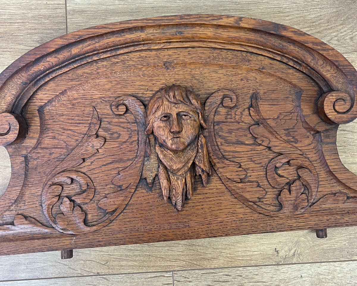 Pediment Antique French Style Oak Carved Decorative Furniture Crest LOT 6540