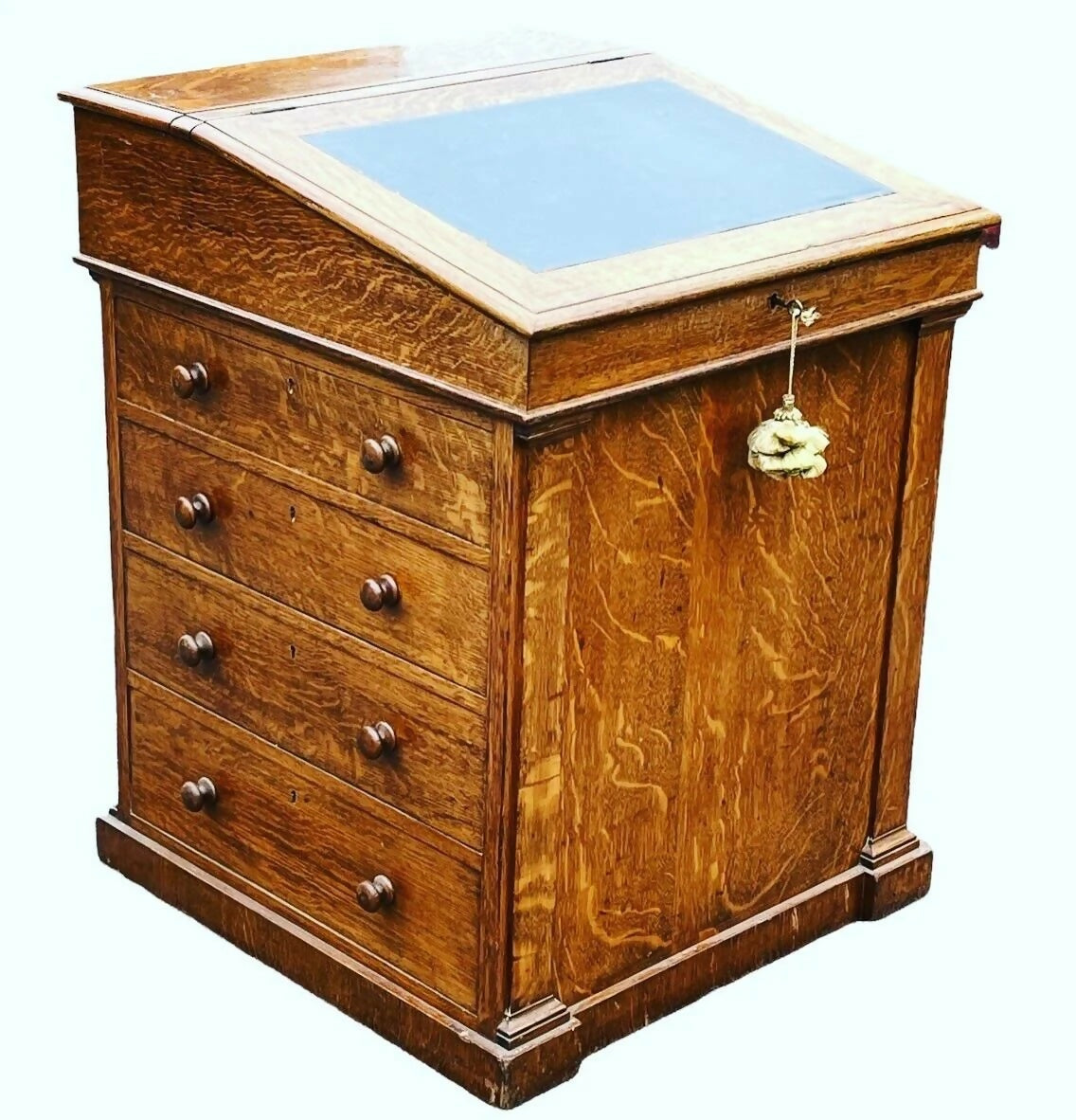 Vintage Victorian Light Oak Davenport Desk. Lamb Of Manchester, Gillows Design