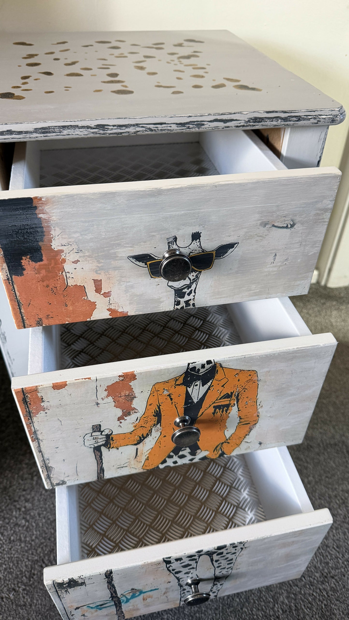 Funky Giraffe Upcycled Bedside Table