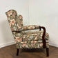 Vintage Reupholstered Floral Wingback Fireside Armchair