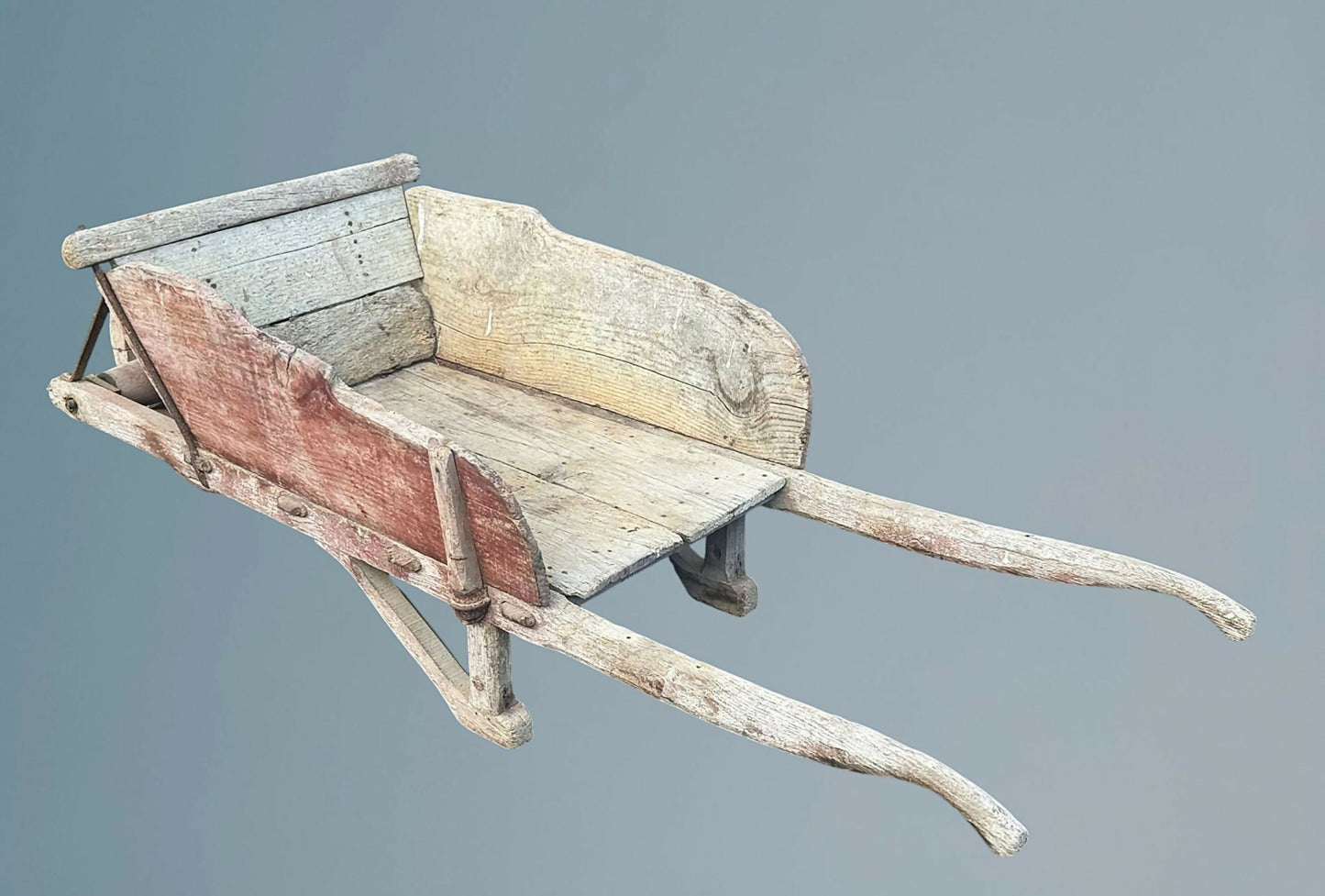 Vintage Antique Rustic French Wheelbarrow, Early 1900s
