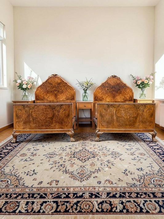 Pair of Antique Burr Walnut Single Beds, Circa 1920