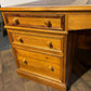Large Leather Topped Pine Pedestal Desk