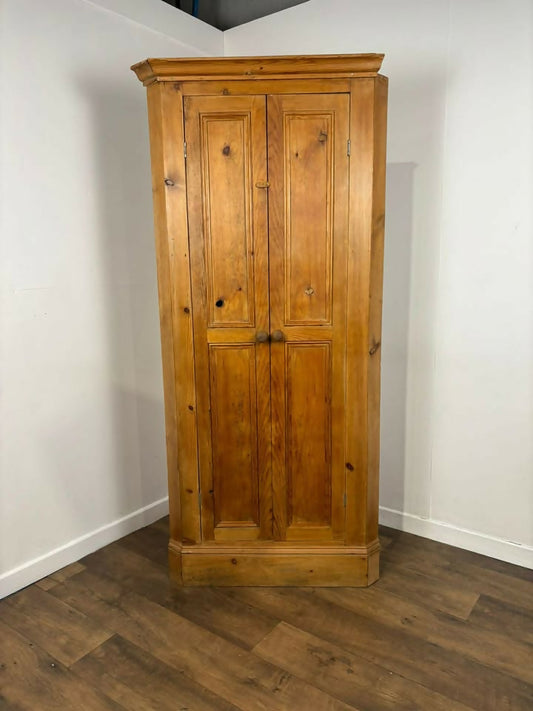 Vintage Stripped Pine Corner Cupboard