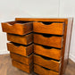 Vintage Oak Veneer Bank of Ten Drawers