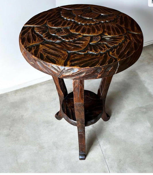 Liberty & Co. Antique Hand-Carved Side Table