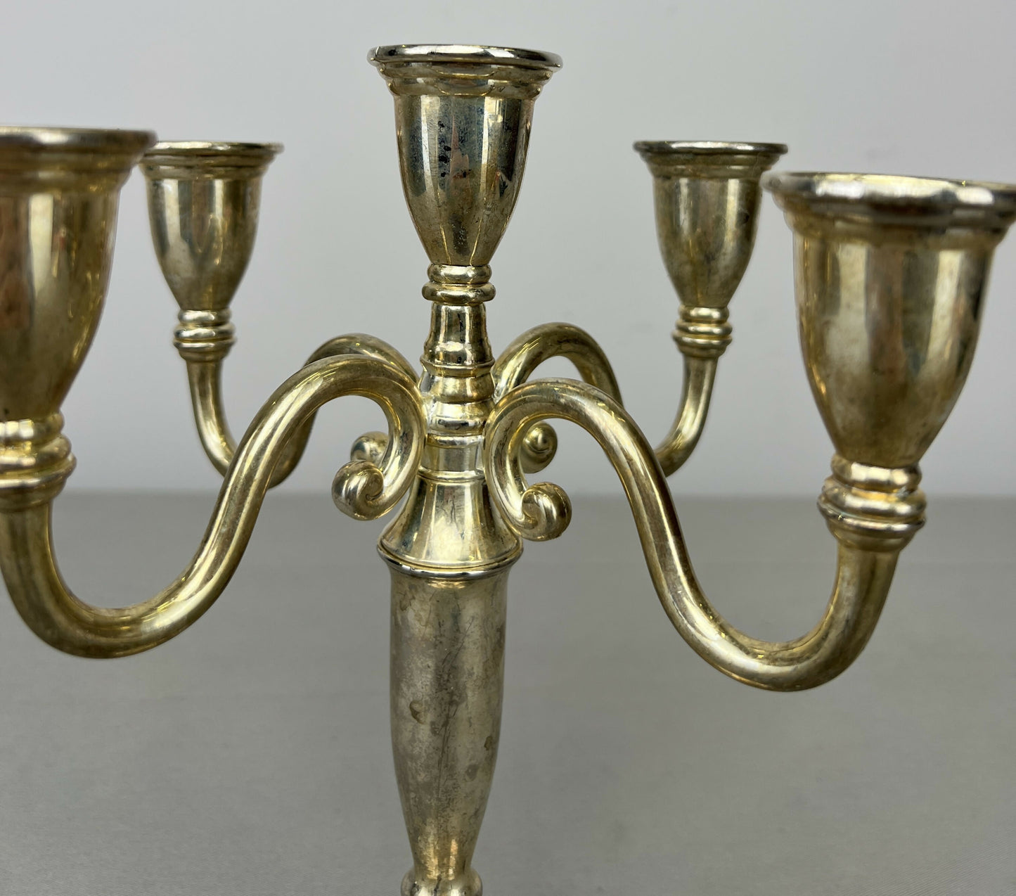 Pair of Candelabras Vintage French Style Metal Five Arm Candle Holders LOT 6483