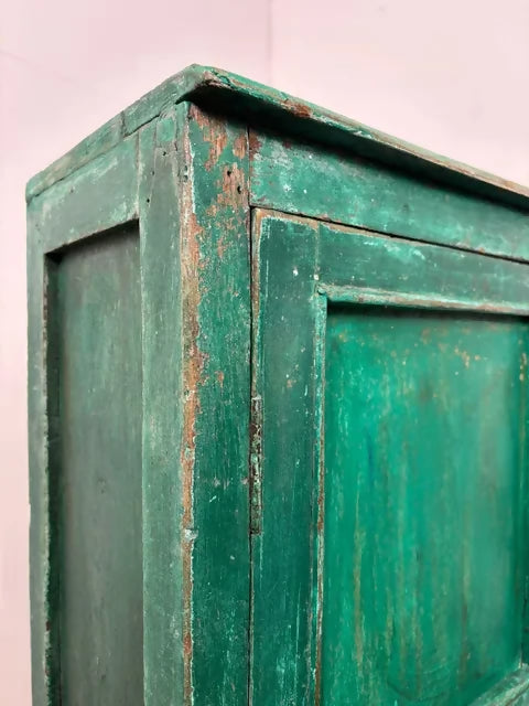 Reclaimed Indian Wood Rustic Green Distressed Cupboard