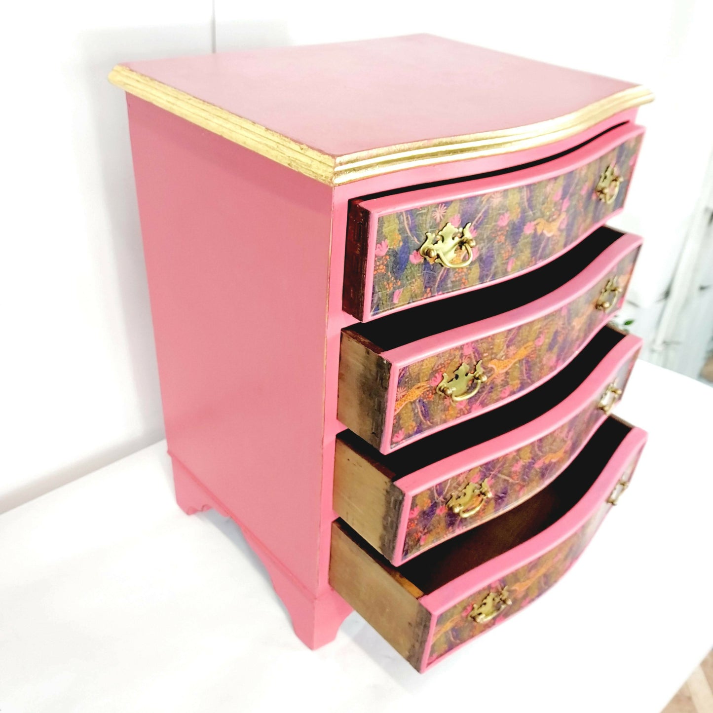 Beautiful pink hand painted chest of drawers