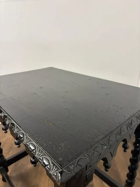 Antique Heavily Carved Barley Twist Side Table