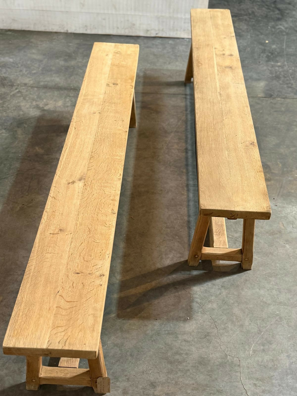 Pair French Oak Dining Benches