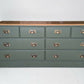 Large olive green rustic pine merchant sideboard/ chest of drawers