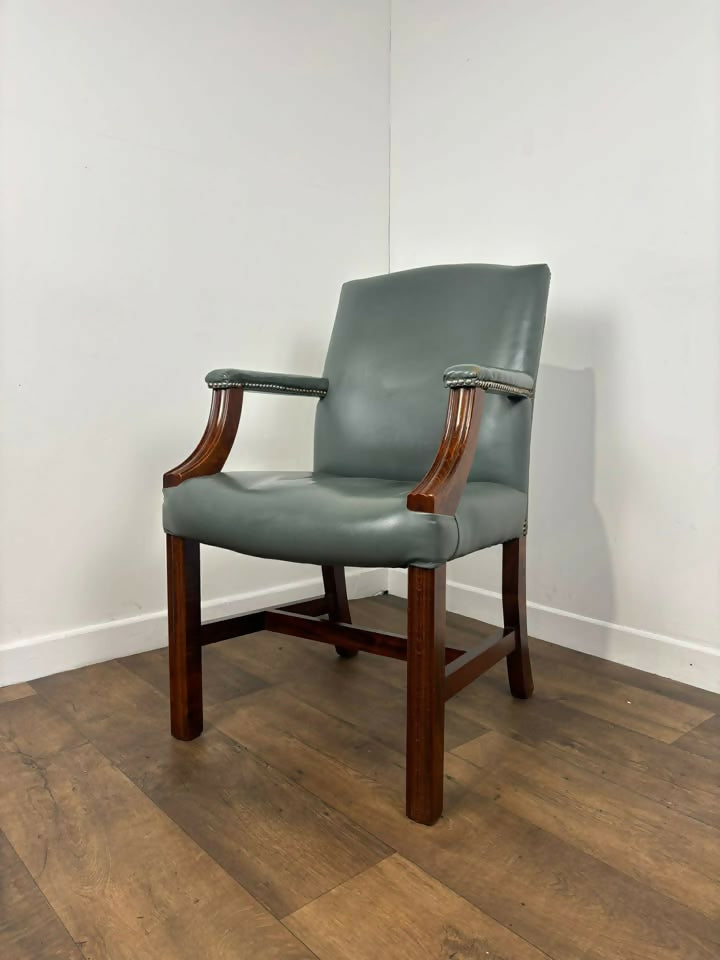 Classic Gainsborough Chair in Duck Egg Leather