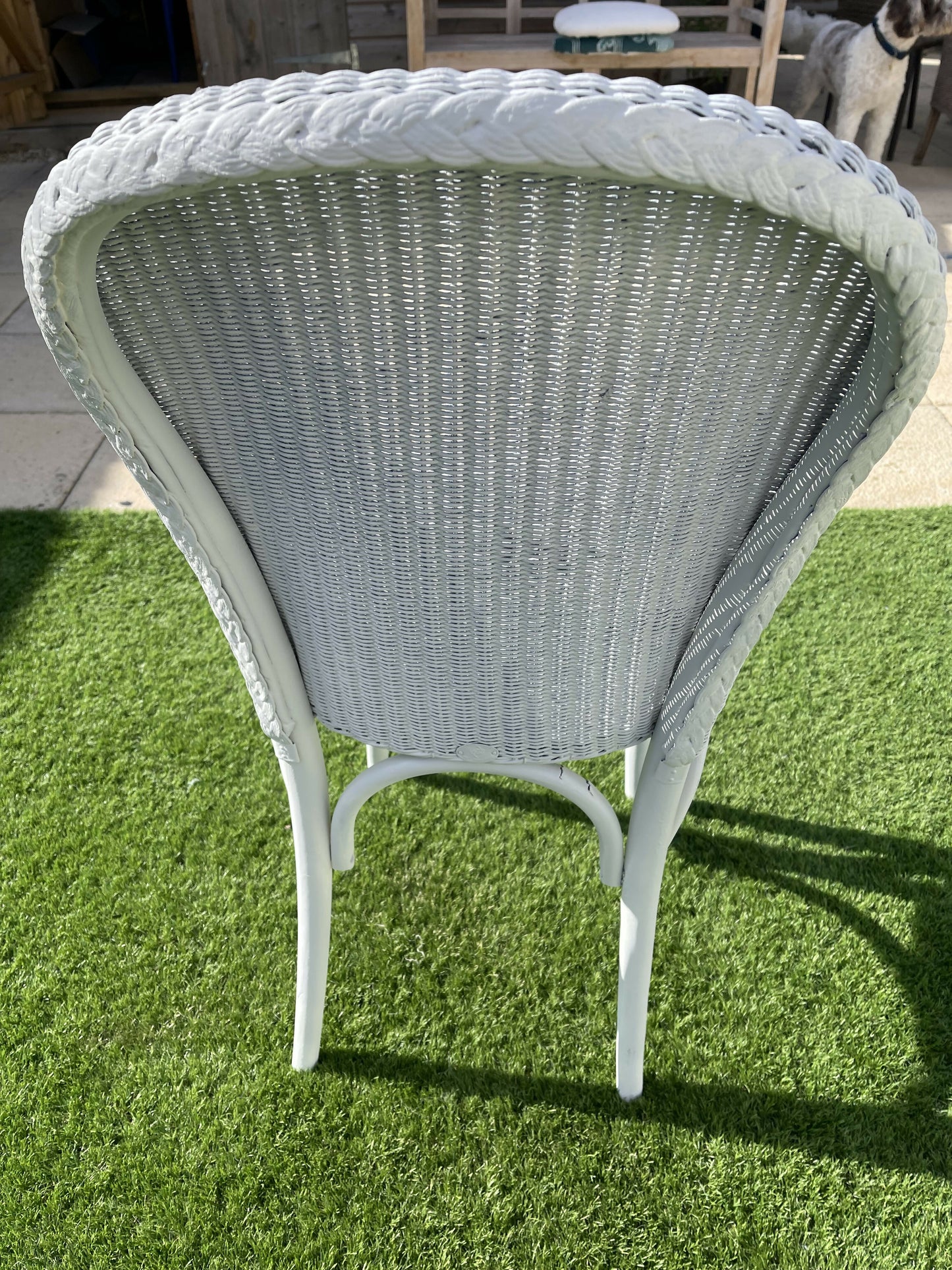 Lloyd loom early 21st century dining or accent chair. Off white with choice of fabric