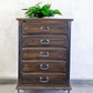 Vintage carved solid wood handmade chest of drawers