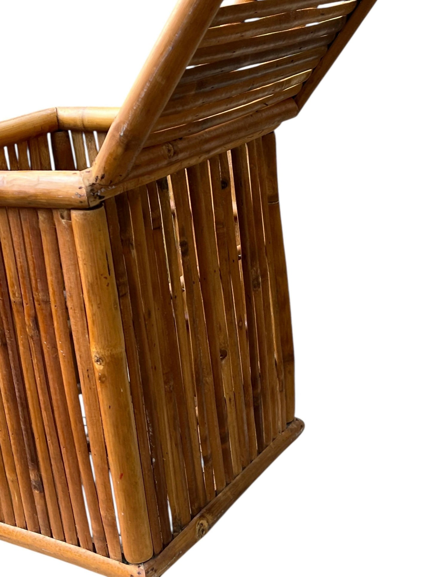 Mid century bamboo and Rattan storage box / side table