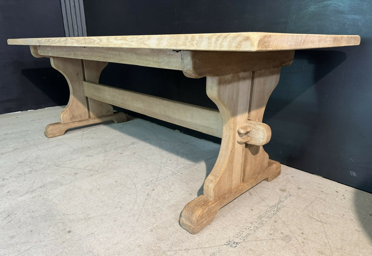 French Bleached Oak Farmhouse Dining Table