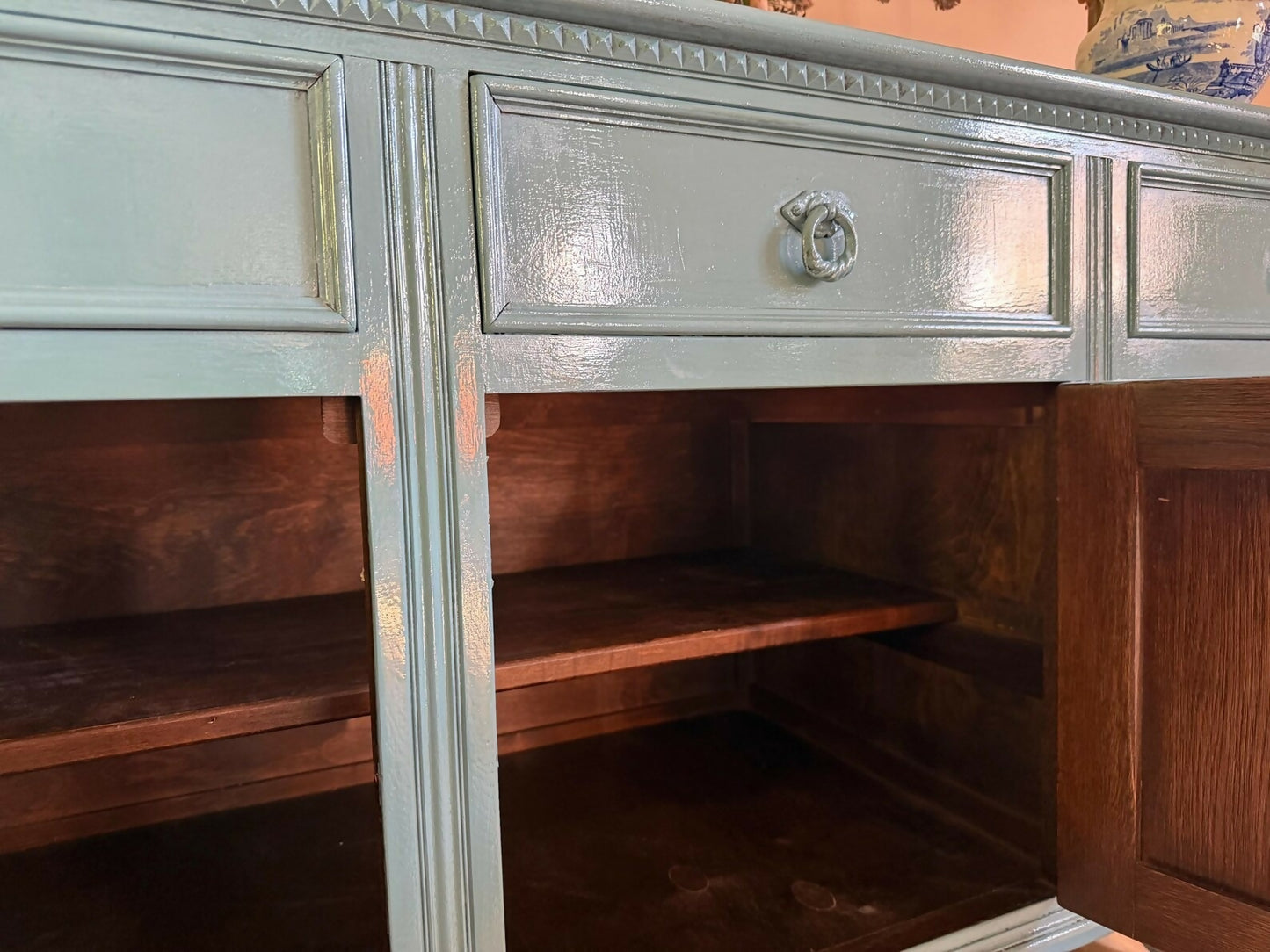 Vintage Blue Sideboard/lacquered cabinet