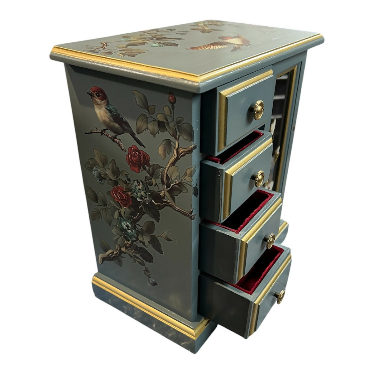 handpainted vintage wooden jewellery box