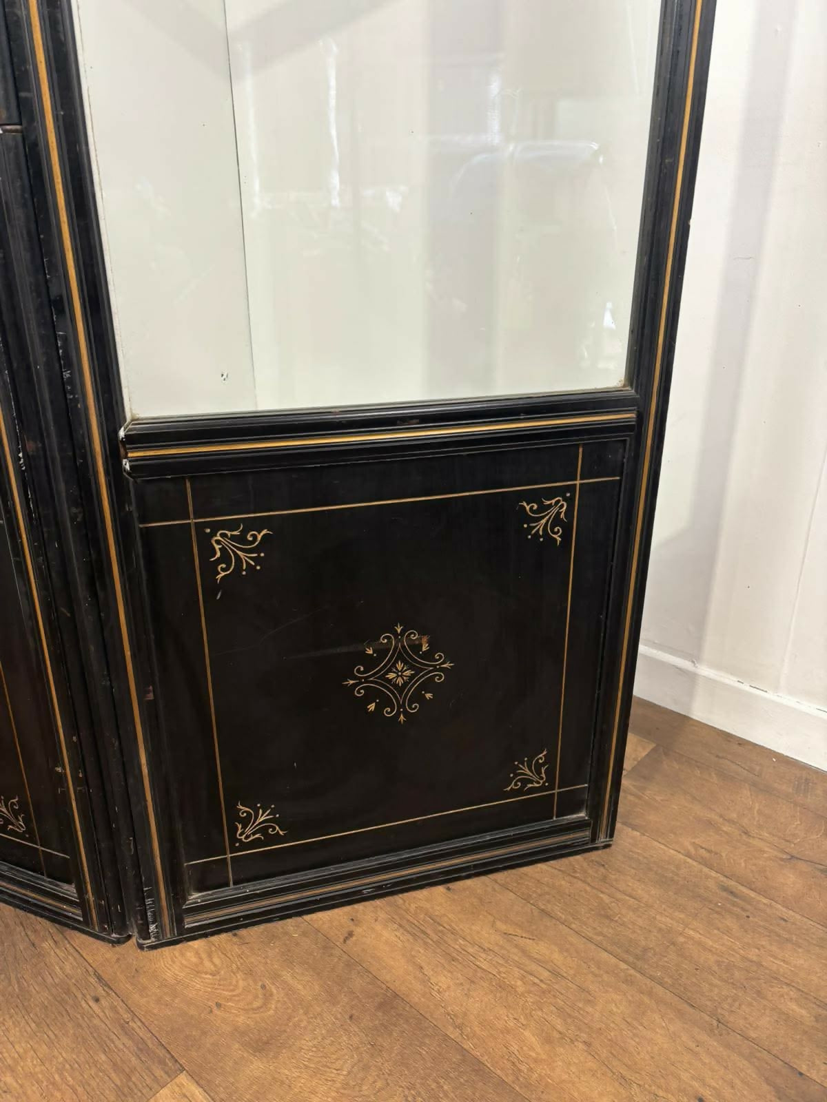 Large Edwardian Ebonised Bifold Screen / Room Divider