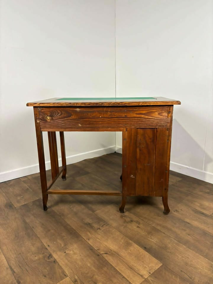 Edwardian Mahogany Art Nouveau Style Kneehole Desk
