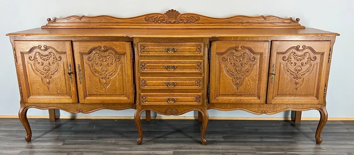 Vintage French Oak Sideboard Louis XIV Style Buffet Cabinet Cupboard LOT 3820
