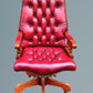 Red Leather Chesterfield Office Chair - Directors Chair