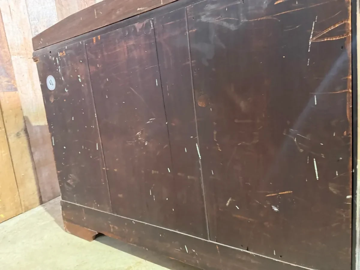 Antique Edwardian Mahogany Breakfront Dressing Three over Two Chest of Drawers, c 1900