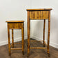 Pair of Vintage French Bamboo Side Tables with Hand-Painted Rose Detail