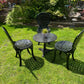 Black Vintage Three Seater Patio Set with Marble Topped Table