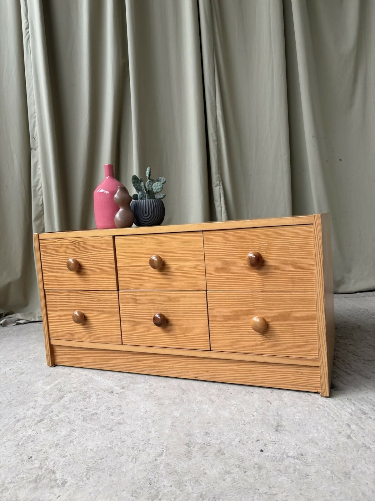 Vintage Late Mid Century East German Low Chest Drawers Scandi Danish Sideboard R1190