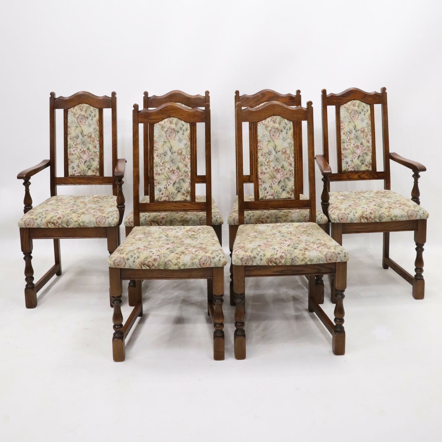 6 Old Charm Dining Chairs Tonwell Rose Upholstery Tudor Brown FREE UK Delivery*. SBR9719/2510D