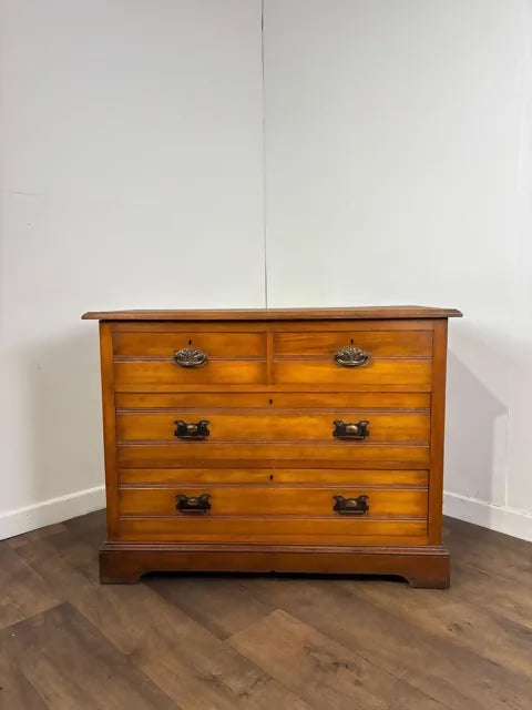 Edwardian Art Nouveau Style Satin Walnut Chest