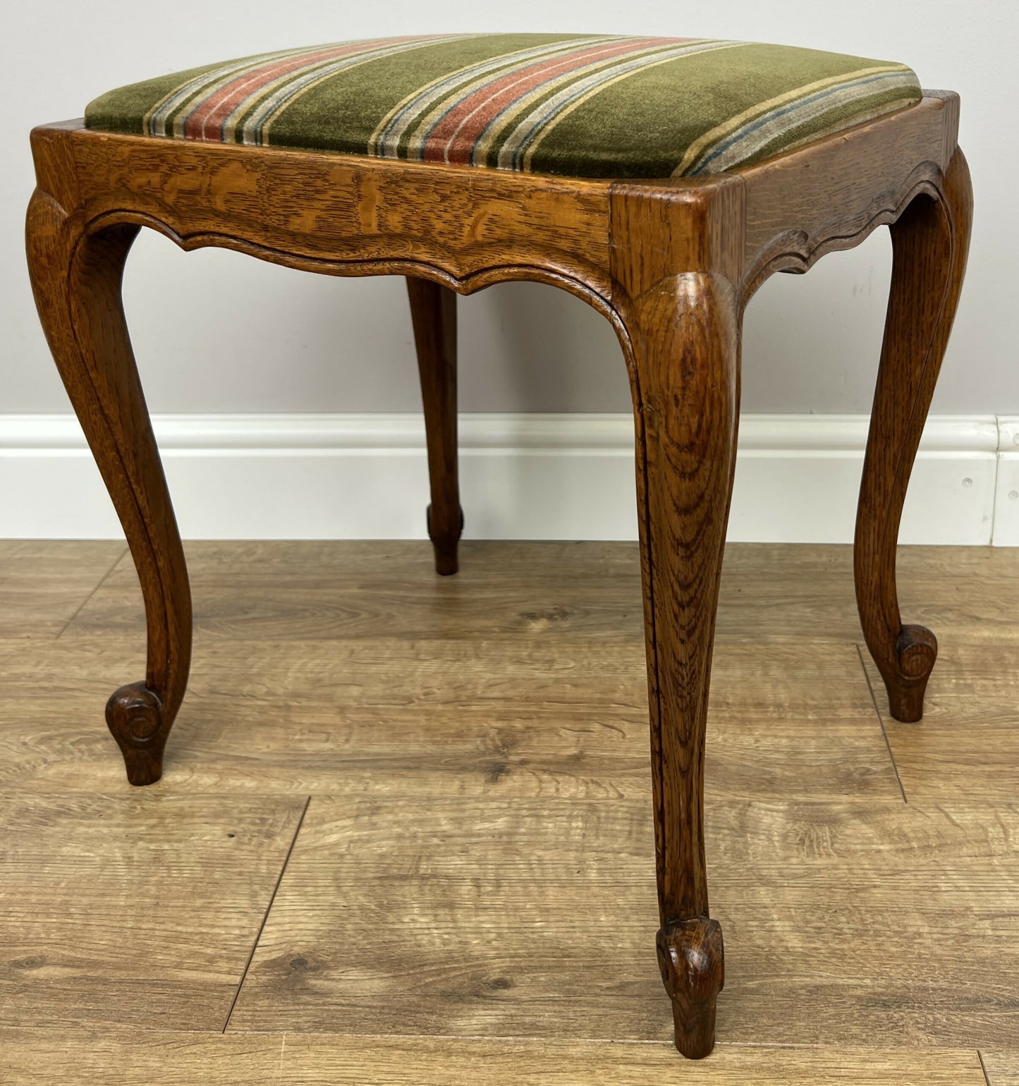Footstool Vintage French Louis Style Oak Table Stool Upholstered Seat LOT 6229